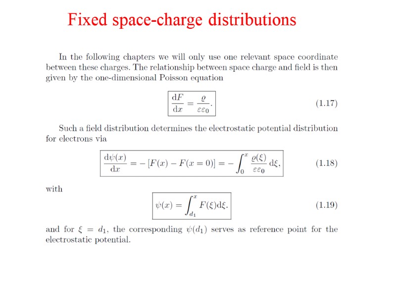 Fixed space-charge distributions